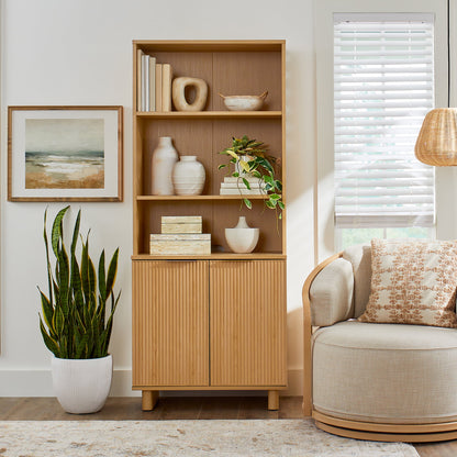 Better House Lillian Fluted Bookcase with Doors and Storage