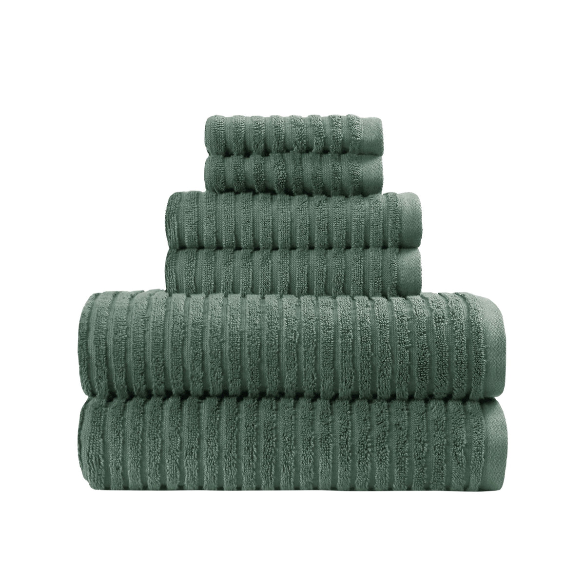 Better Homes & Gardens PowerLoft AIRRICH® 6 Piece Bath Towel Set, Green Ash Textured Stripe