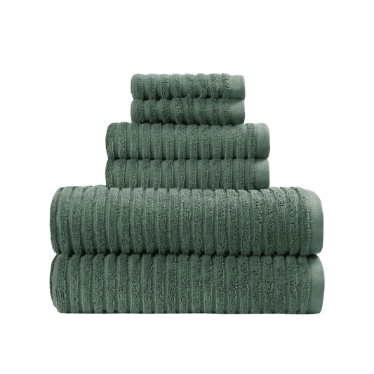 Better Homes & Gardens PowerLoft AIRRICH® 6 Piece Bath Towel Set, Green Ash Textured Stripe