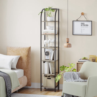 Better House 6-Tier Narrow Industrial Bookcase with Steel Frame