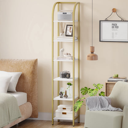 Better House 6-Tier Narrow Industrial Bookcase with Steel Frame