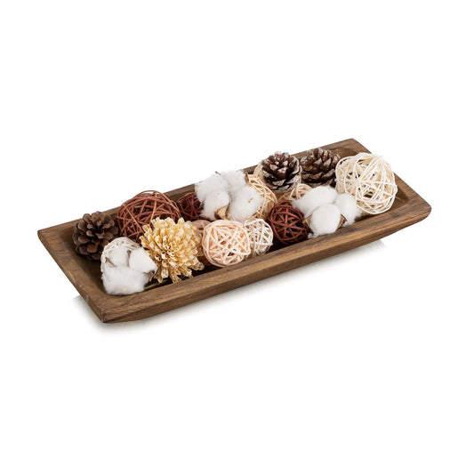 Hanobe Decorative Wood Bowl Tray for Home Decor Centerpieces Wooden Dough Tray Halloween Christmas Home Decor, Brown