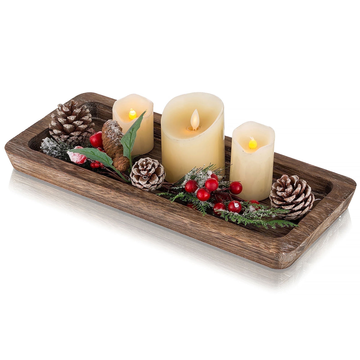 Better House Decorative Wooden Dough Bowl Centerpiece