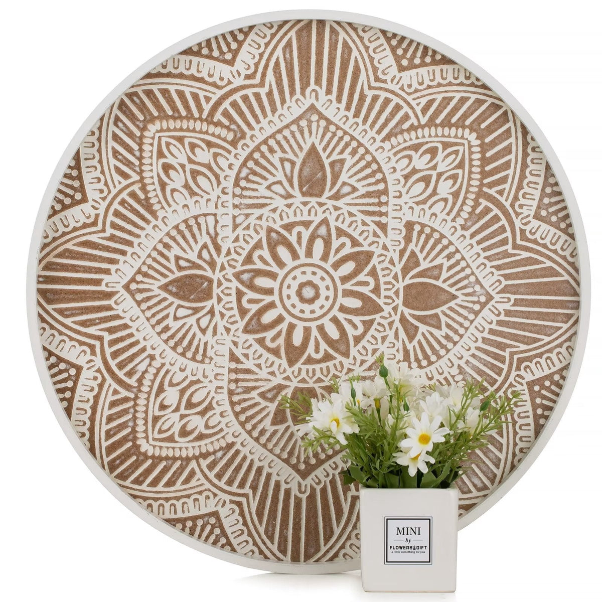 Hanobe Wooden Decorative Serving Tray Farmhouse Centerpiece Coffee Table Home Decor 17.7"
