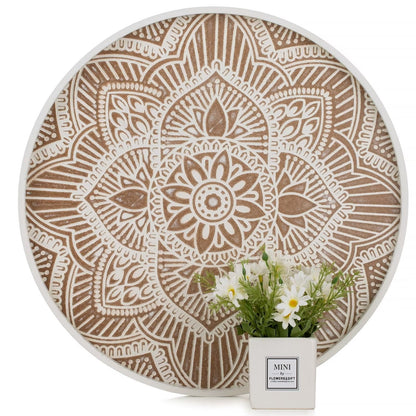 Hanobe Wooden Decorative Serving Tray Farmhouse Centerpiece Coffee Table Home Decor 17.7"