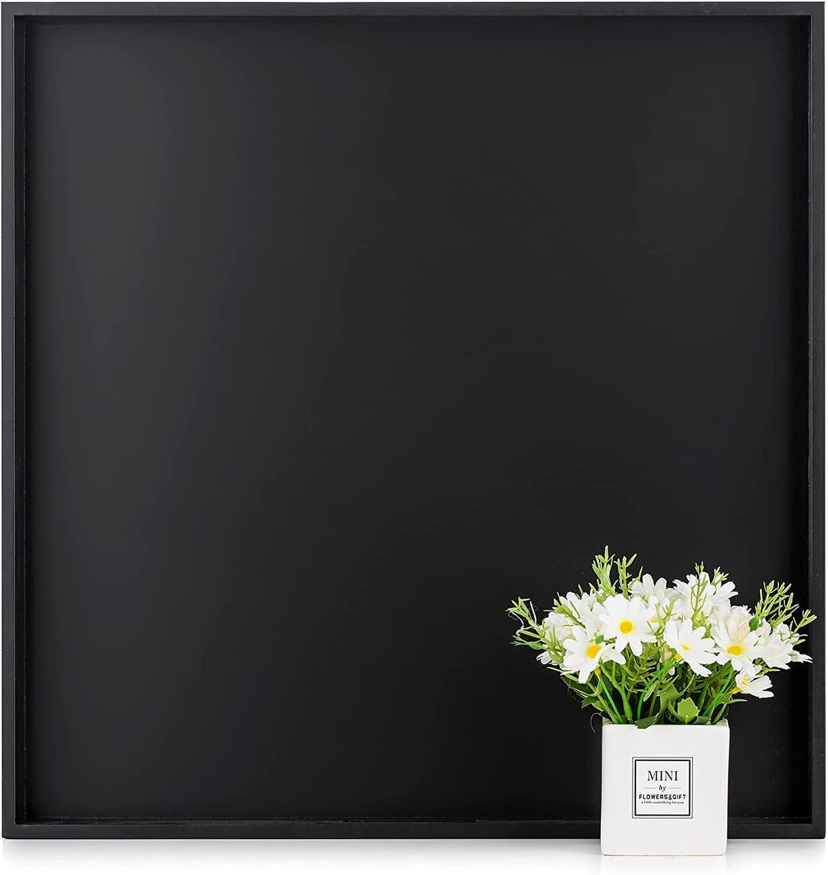 Hanobe Square Large Ottoman Tray Modern Extra Large Black Serving Decorative Trays with Cutout Handles for Living Room Coffee Table Home, 20"