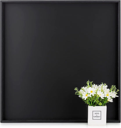 Hanobe Square Large Ottoman Tray Modern Extra Large Black Serving Decorative Trays with Cutout Handles for Living Room Coffee Table Home, 20"