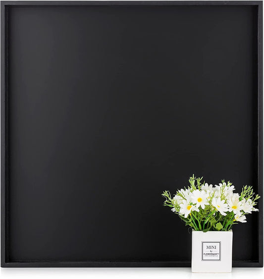 Hanobe Square Large Ottoman Tray Modern Extra Large Black Serving Decorative Trays with Cutout Handles for Living Room Coffee Table Home, 20"