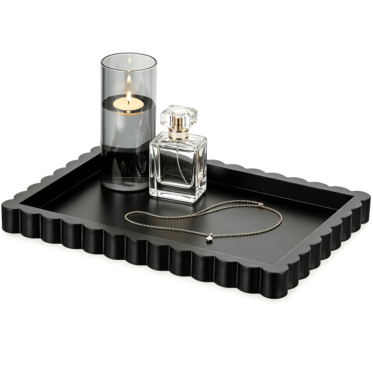 Hanobe Vanity Perfume Tray for Countertop, Wooden Jewelry Organizer Tray Coffee Table Decor