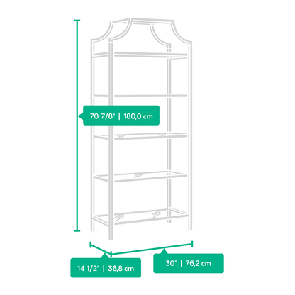 Better Homes & Gardens Nola 5-Shelf Etagere Bookcase, 71 in, Gold Finish