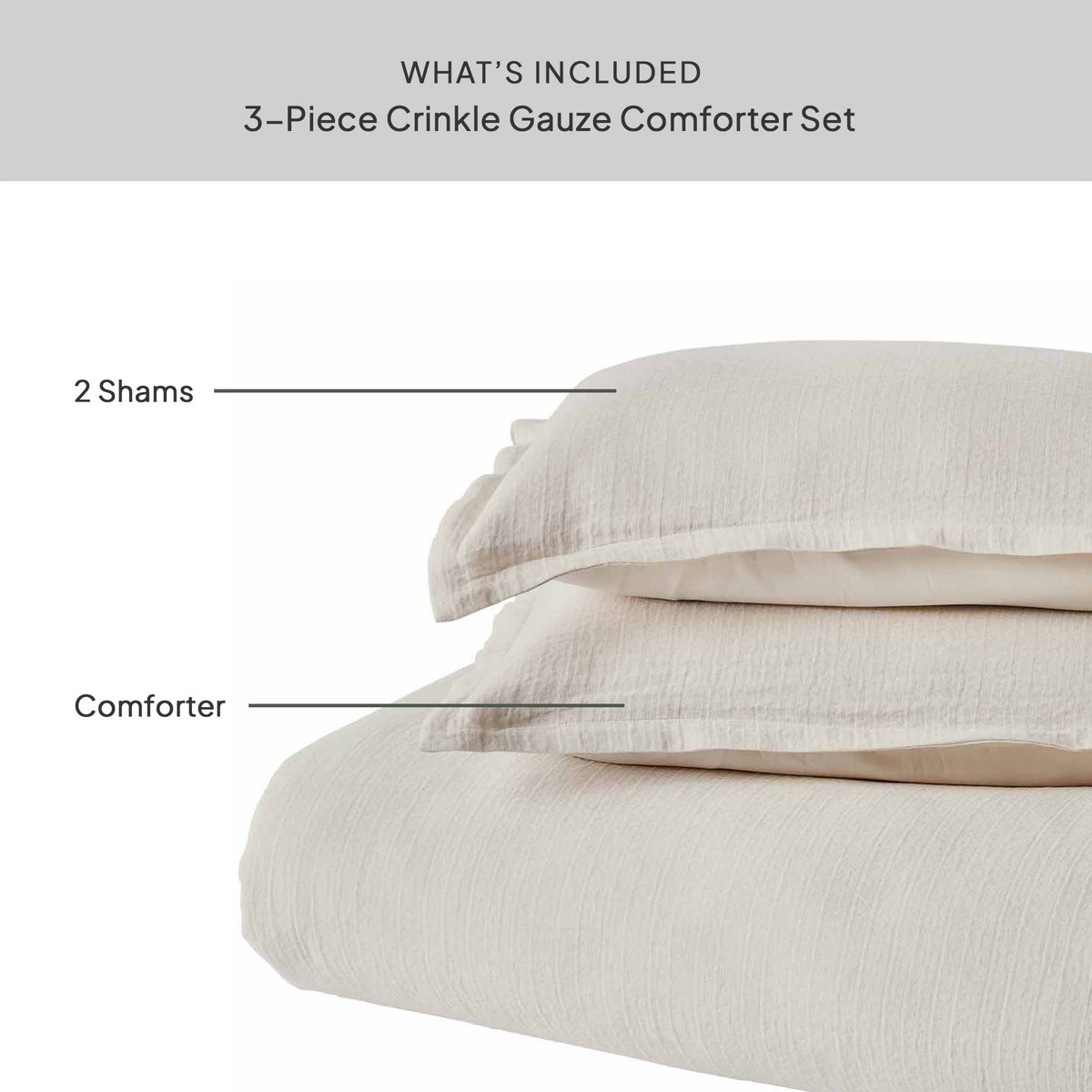 Better Homes & Gardens King Comforter Set, All-Season, 3-Piece, Cream Gauze