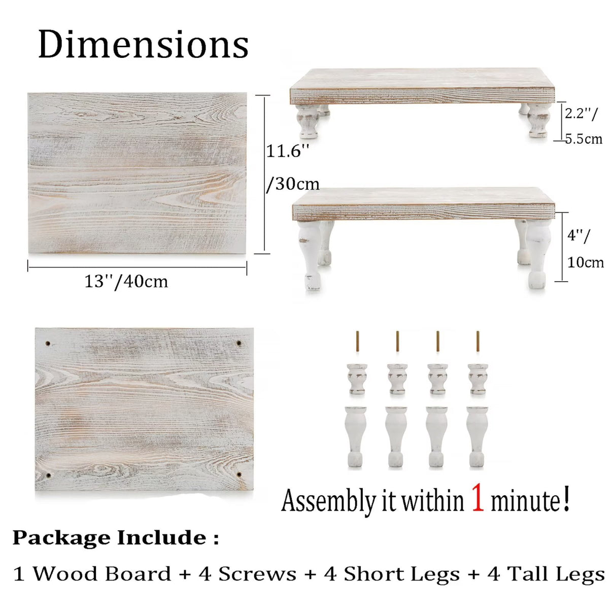 Hanobe Decorative Wood Tray Risers for Farmhouse Table Centerpiece for Coffee Kitchen Dining Room Table