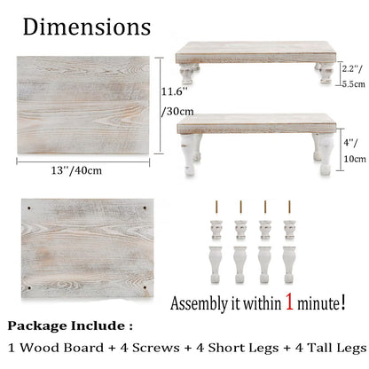 Hanobe Decorative Wood Tray Risers for Farmhouse Table Centerpiece for Coffee Kitchen Dining Room Table