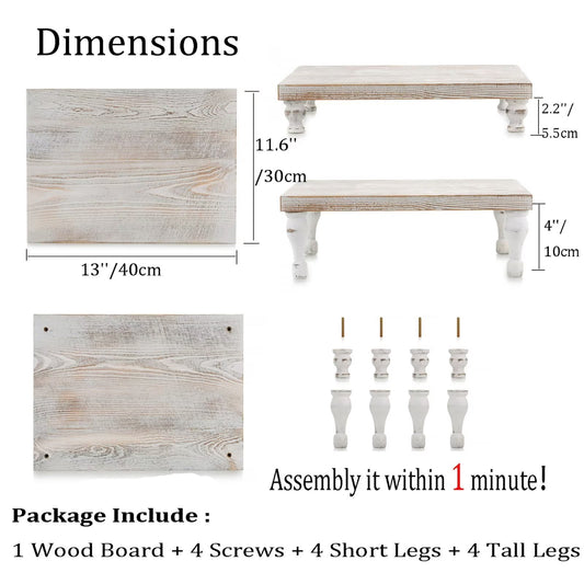 Hanobe Decorative Wood Tray Risers for Farmhouse Table Centerpiece for Coffee Kitchen Dining Room Table