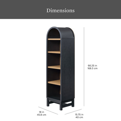 Better Homes & Gardens Juliet Narrow Arch Bookcase, Rich Black and Light Honey