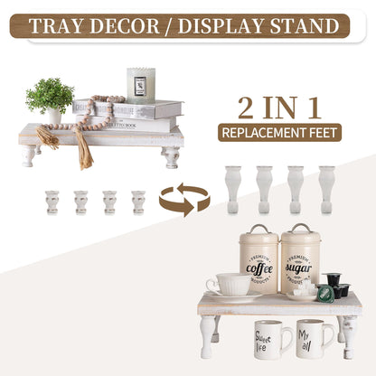 Hanobe Decorative Wood Tray Risers for Farmhouse Table Centerpiece for Coffee Kitchen Dining Room Table