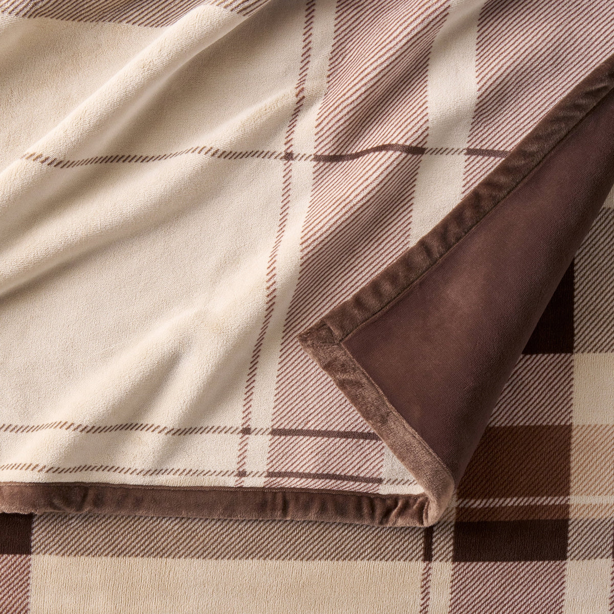Better Homes & Gardens Super Soft Luxe Coco Plush Couch Throw Blanket, Brown Plaid