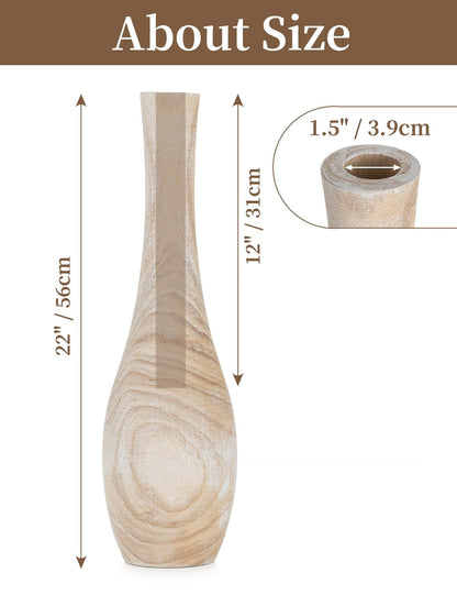 Hanobe 22" Tall Floor Vase Decorative for Pampas Grass, Boho Farmhouse Living Room Decor （Whitewashed）