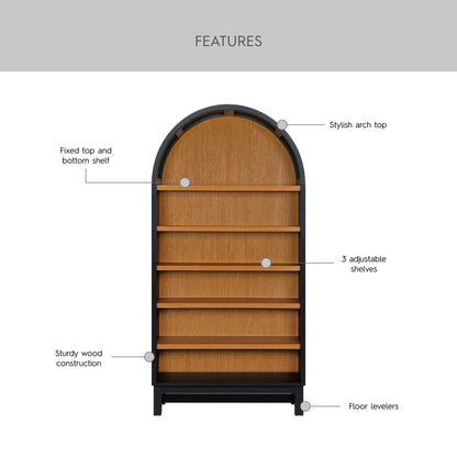Better Homes & Gardens Juliet Open Arch Bookcase, Rich Black and Light Honey