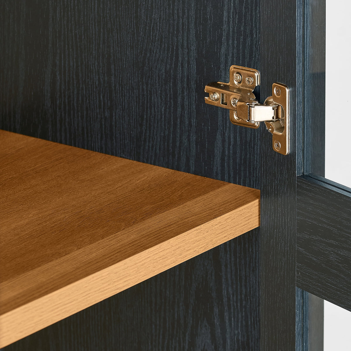 Better Homes & Gardens Ezra Glass Door Storage Accent Cabinet, Rich Black finish