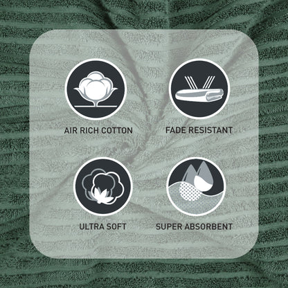 Better Homes & Gardens PowerLoft AIRRICH® 6 Piece Bath Towel Set, Green Ash Textured Stripe