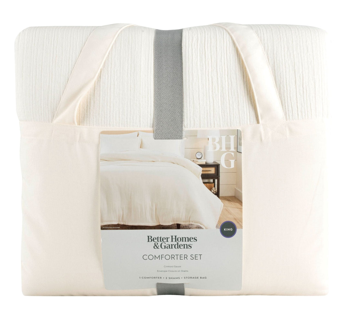 Better Homes & Gardens King Comforter Set, All-Season, 3-Piece, Cream Gauze