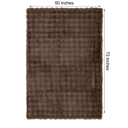 Better Homes & Gardens Brown Basket Bubble Faux Fur Throw, 50 in x 72 in