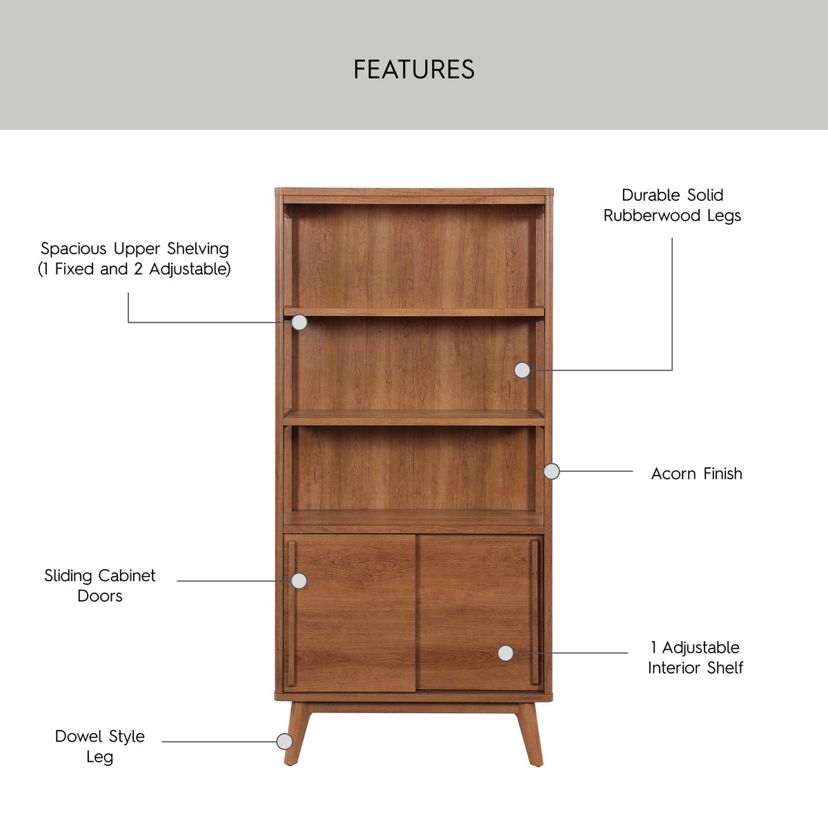 Better Homes & Gardens Greyson Bookcase, Acorn Finish