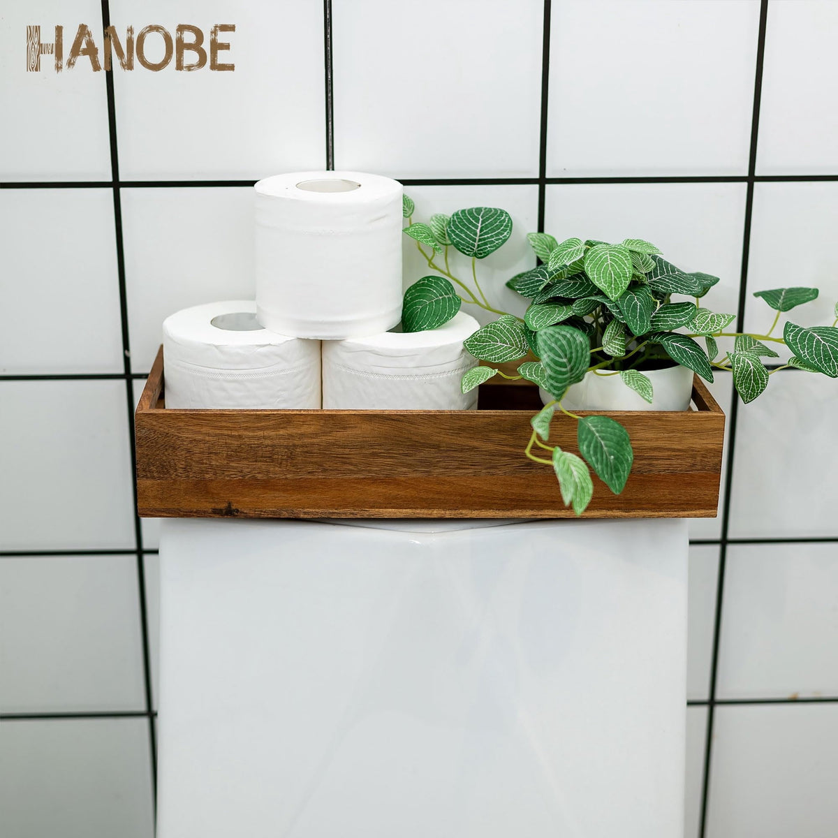 Hanobe Bathroom Toilet Tank Basket Tray: S/2 Toilet Paper Topper with Vanity Tray  Organizer Toiletry Storage Holder Box