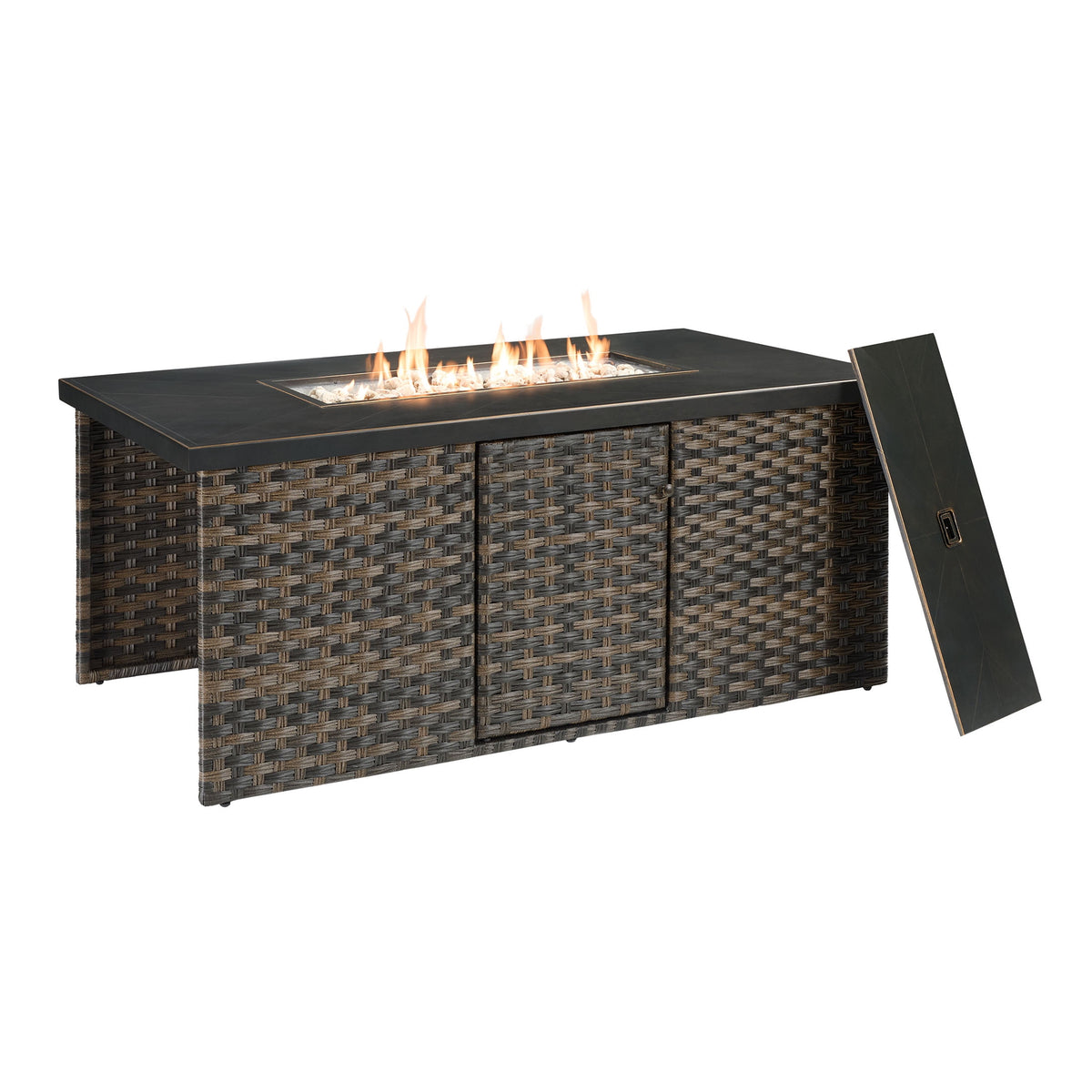 Better Homes and Gardens Rockport 4-Piece Outdoor Conversation Set with Firepit Table