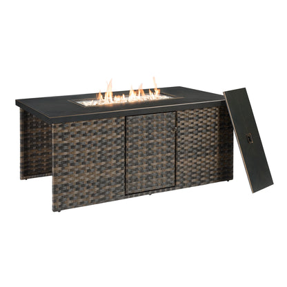 Better Homes and Gardens Rockport 4-Piece Outdoor Conversation Set with Firepit Table