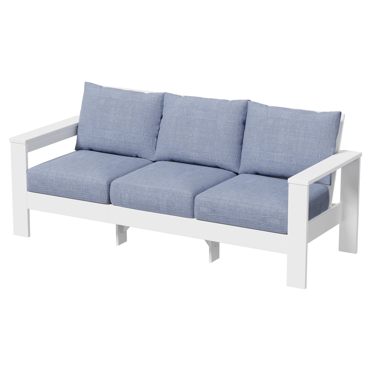 Better Homes & Gardens Ezra 4-Piece Outdoor HDPE Conversation Set, White with Blue Cushions