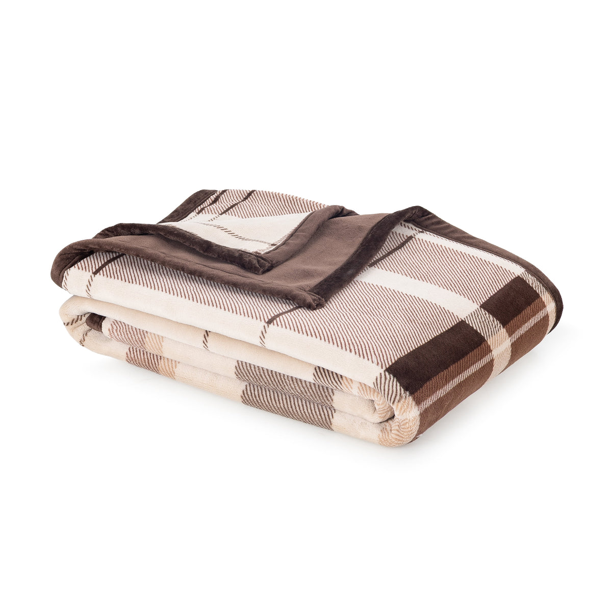 Better Homes & Gardens Super Soft Luxe Coco Plush Couch Throw Blanket, Brown Plaid