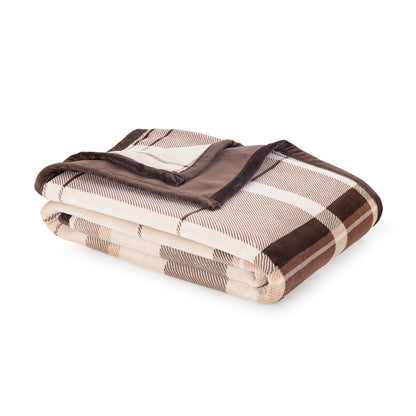 Better Homes & Gardens Super Soft Luxe Coco Plush Couch Throw Blanket, Brown Plaid