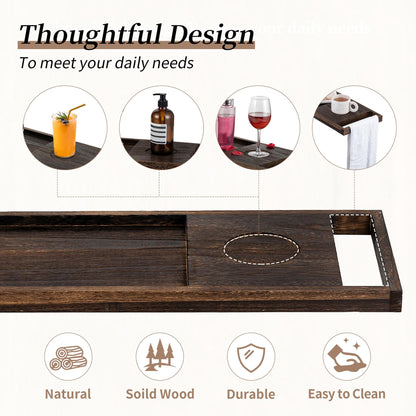 Hanobe Bathtub Tray, Bath Tub Tray Wood SPA Long Tray  with Handles Bath Accessories Organizer Home SPA