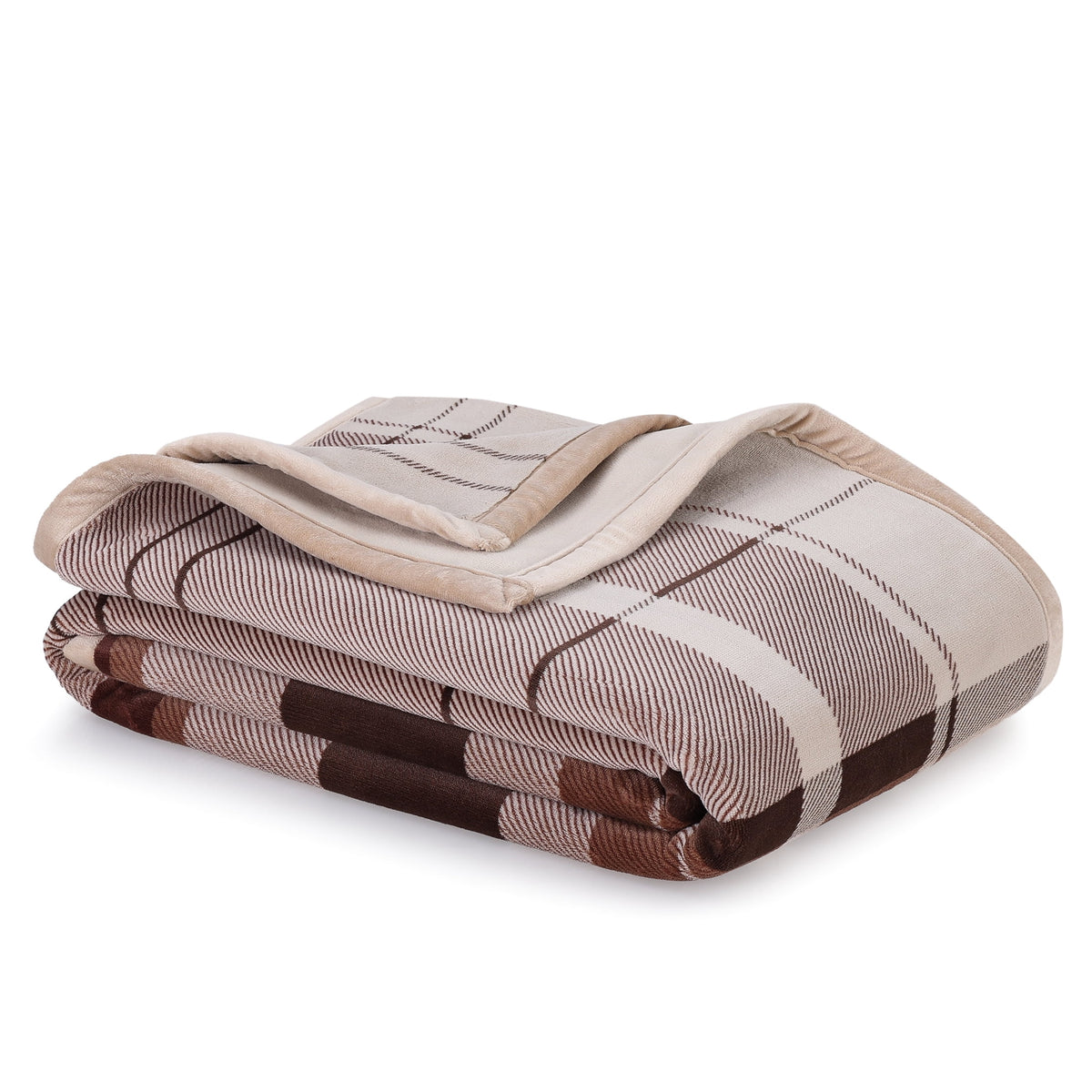 Better Homes & Gardens Super Soft Luxe Coco Plush Couch Throw Blanket, Brown Plaid