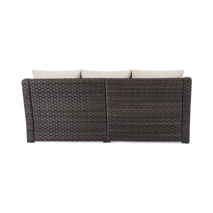Better Homes & Gardens River Oaks Outdoor Sofa and 2 Nesting Tables with Patio Cover, Dark Brown