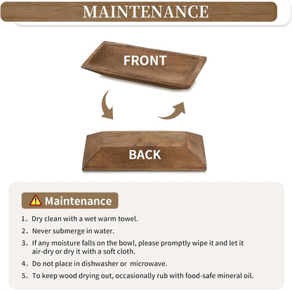 Hanobe Decorative Wood Bowl Tray for Home Decor Centerpieces Wooden Dough Tray Halloween Christmas Home Decor, Brown