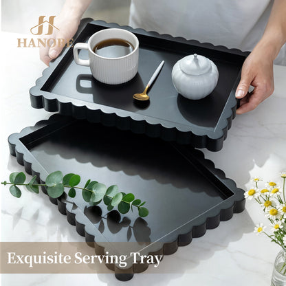 Hanobe Vanity Perfume Tray for Countertop, Wooden Jewelry Organizer Tray Coffee Table Decor