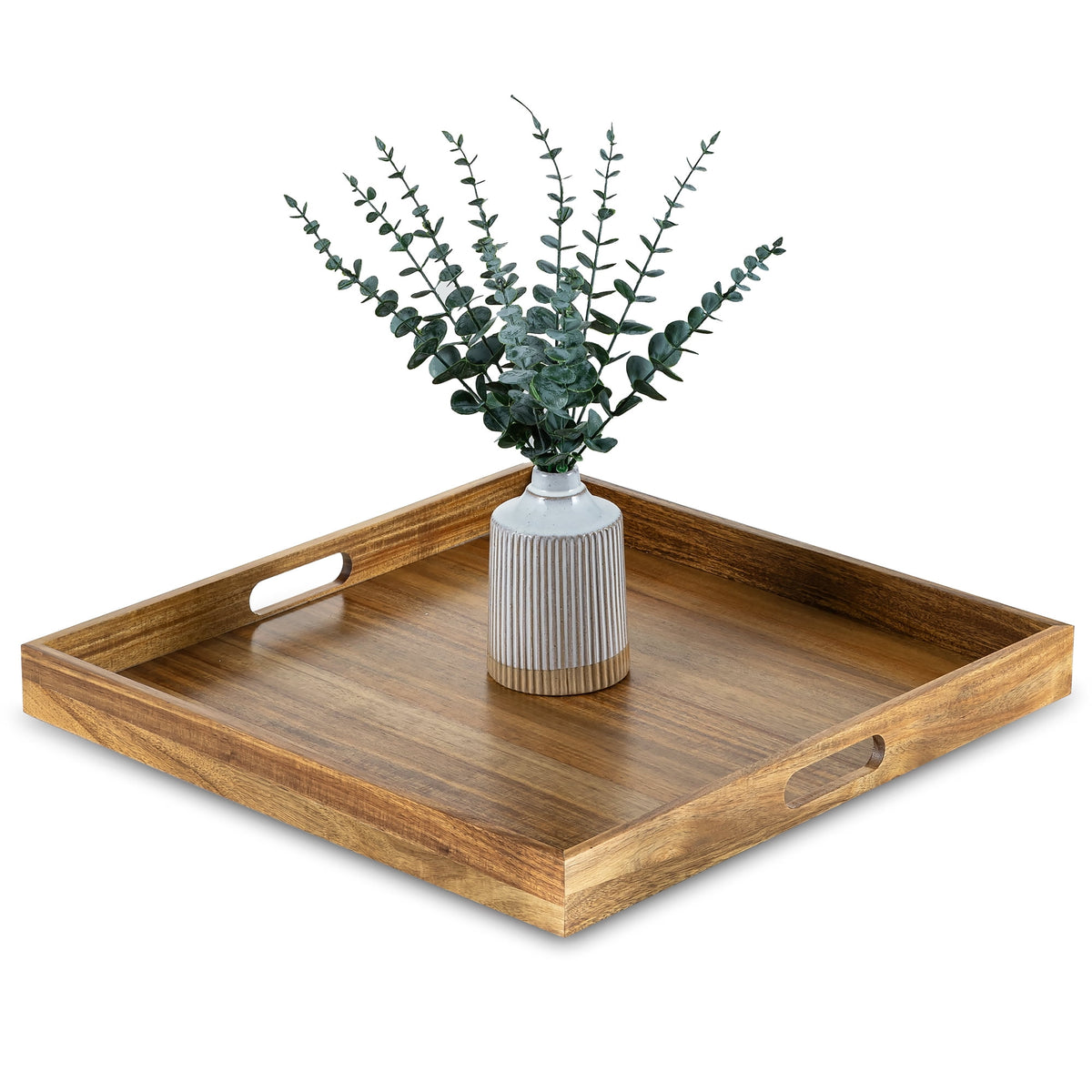 Hanobe Large Ottoman Tray : 20'‘ Decorative Wooden Tray for Home Decor - Large Coffee Table Serving Tray with Handles