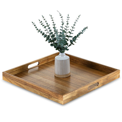 Hanobe Large Ottoman Tray : 20'‘ Decorative Wooden Tray for Home Decor - Large Coffee Table Serving Tray with Handles
