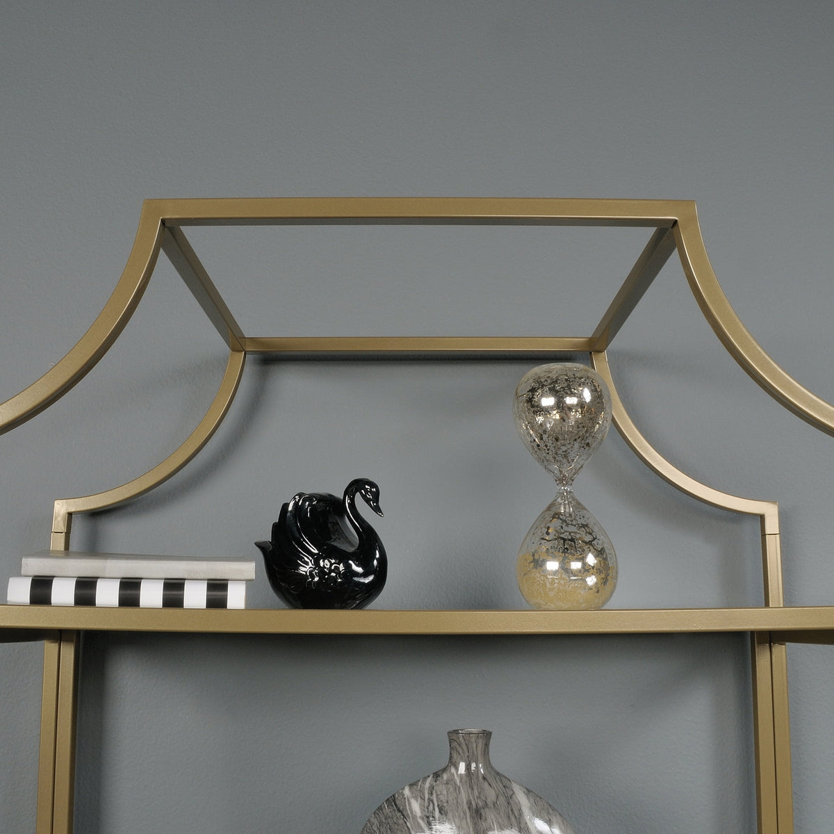 Better Homes & Gardens Nola 5-Shelf Etagere Bookcase, 71 in, Gold Finish
