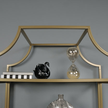 Better Homes & Gardens Nola 5-Shelf Etagere Bookcase, 71 in, Gold Finish