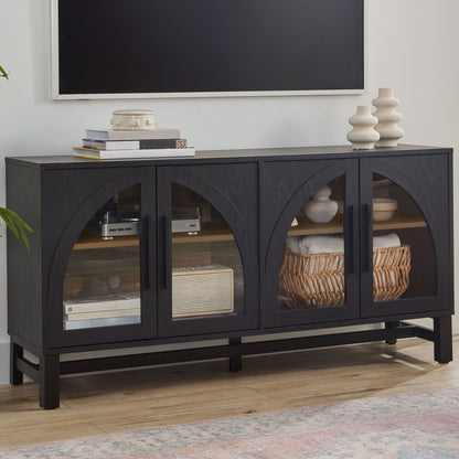 Better Homes & Gardens Juliet Arch TV Stand for TVs up to 65 in, Black Wood Finish