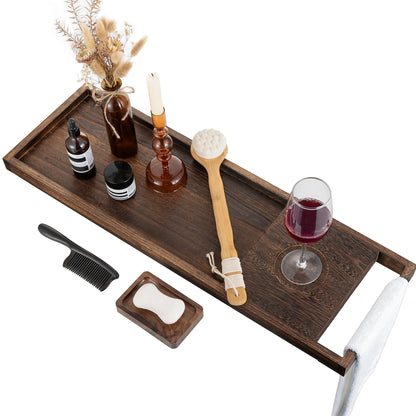 Hanobe Bathtub Tray, Bath Tub Tray Wood SPA Long Tray  with Handles Bath Accessories Organizer Home SPA