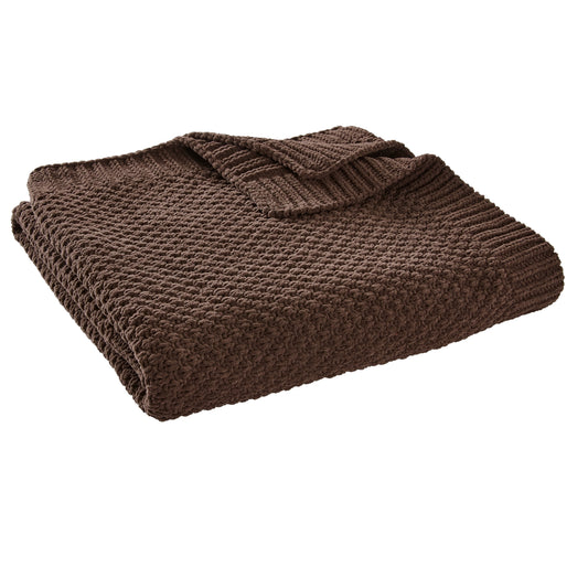 Better Homes & Gardens Brown Basket Chenille Knit Oversized Throw Blanket, 50 in x 72 in