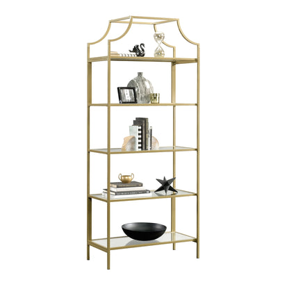 Better Homes & Gardens Nola 5-Shelf Etagere Bookcase, 71 in, Gold Finish