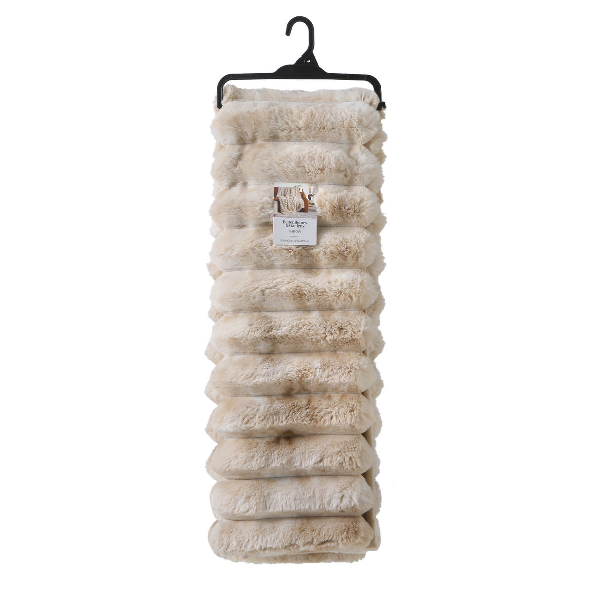 Better Homes & Gardens Beige Marbled Channel Faux Fur Throw, 50 in x 72 in