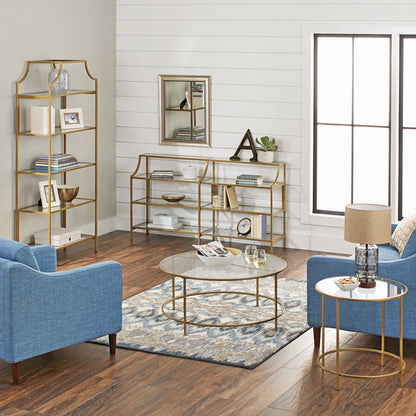 Better Homes & Gardens Nola 5-Shelf Etagere Bookcase, 71 in, Gold Finish